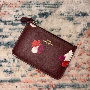Coach Burgundy Wallet with Floral Accents